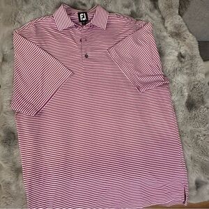 FootJoy Men's Polo in pink and White Stripes
